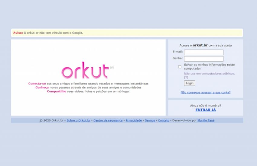 Imagem de: Orkut voltou ao ar e já tem milhares de usuários ativos