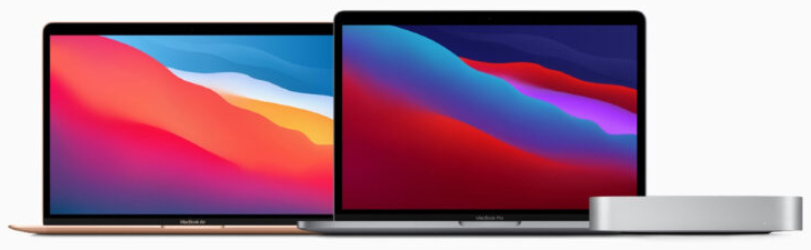 Imagem dos novos MacBook Air, MacBook Pro de 13 polegadas e Mac Mini