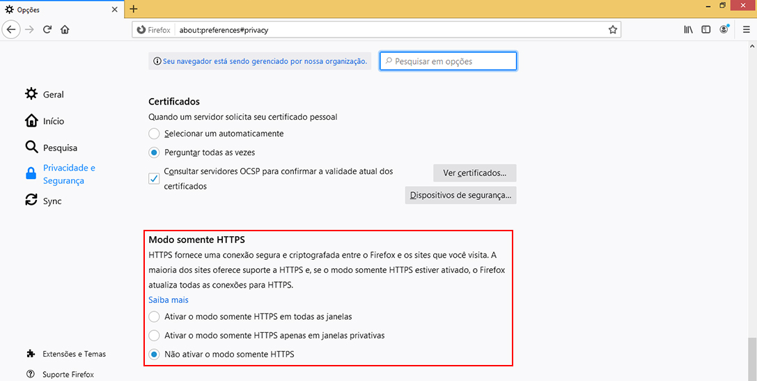 Modo HTTPS-Only Mode