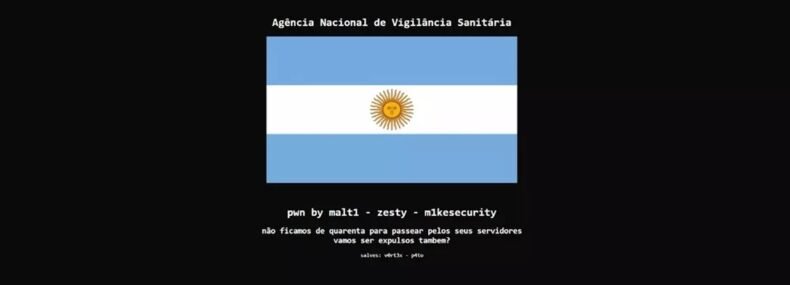 Imagem de: Hackers invadem site da Anvisa colocam bandeira Argentina e deixam mensagem