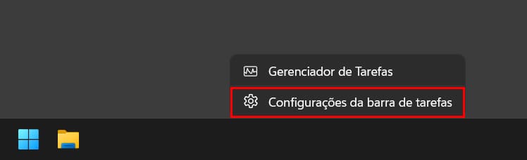 Acessar Configurações da barra de tarefas no Windows 11