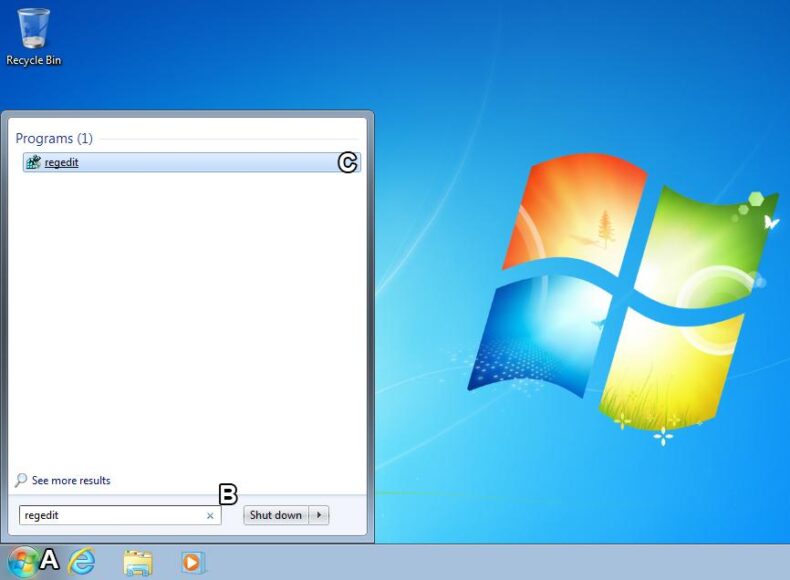 Acessa Regedit do Windows 7