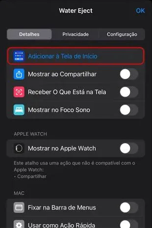 Adicionar Atalho Siri a Tela Inicial