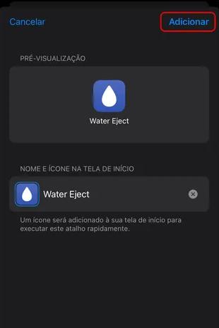 Atalho Siri Water Eject