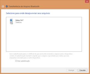 Transferência de Arquivo Bluetooth Selecionar Dispositivo