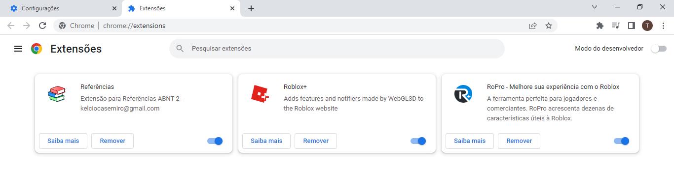 Desinstalar Extensões no Chrome