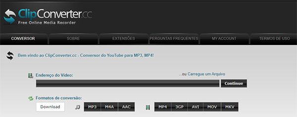Baixar vídeos em MP3 no ClipConverter