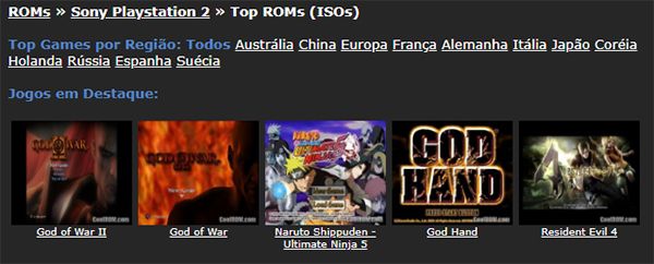 CoolROM Site para baixar jogos de PS2 no formato ISO