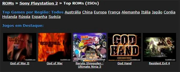CoolROM Site para baixar jogos de PS2 no formato ISO