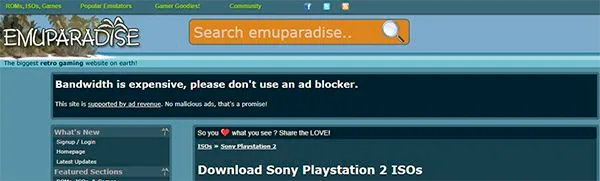 Emuparadise Site para baixar jogos de PS2 no formato ISO