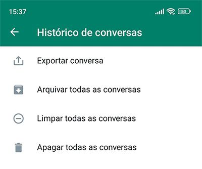 Exportar conversa WhatsApp