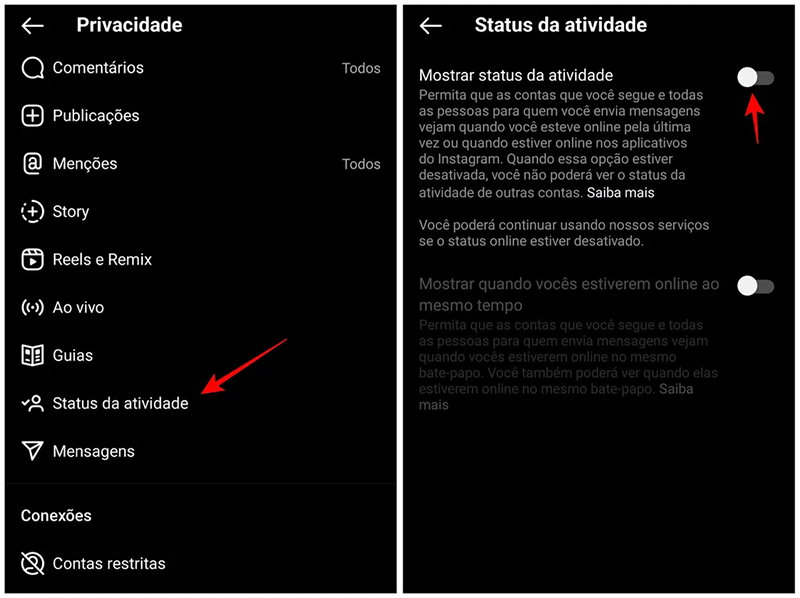 Configurações de Privacidade Instagram Android Screen 2