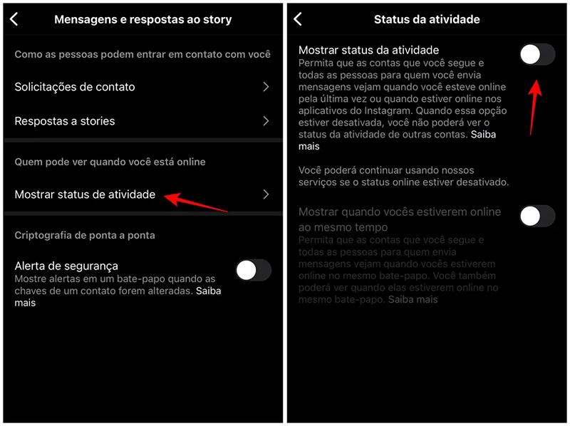 Configurações de Privacidade Instagram iPhone Screen 2