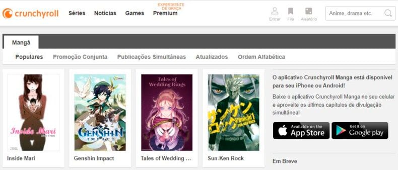 Crunchyroll Manga é o melhor site para ler mangá