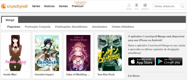 Crunchyroll Manga é o melhor site para ler mangá