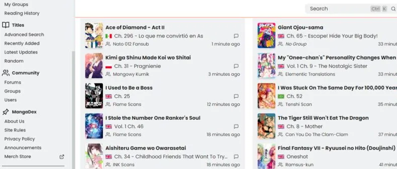 MangaDex é o segundo melhor site para ler mangá
