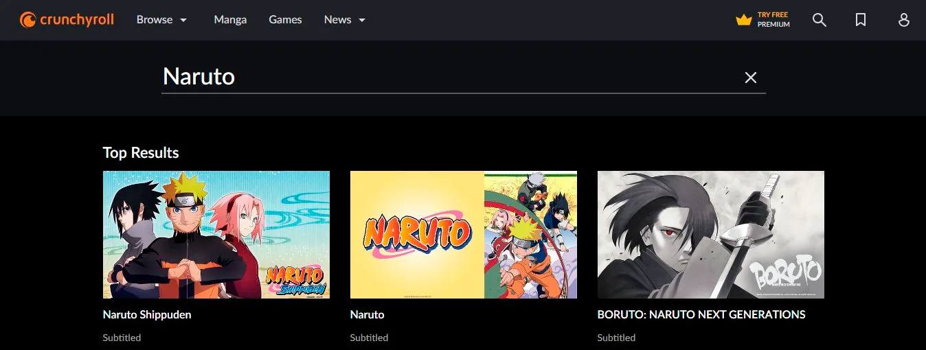 Naruto em Crunchyroll