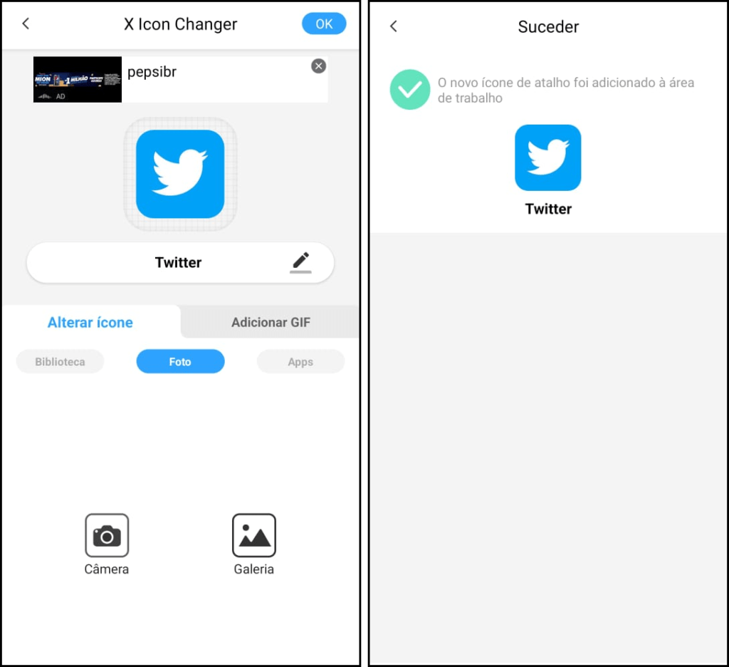 Alterar ícone X do Twitter com o Icon Changer