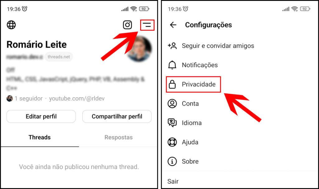 Threads Perfil Privado Screen 1