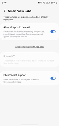 Chromecast no Samsung