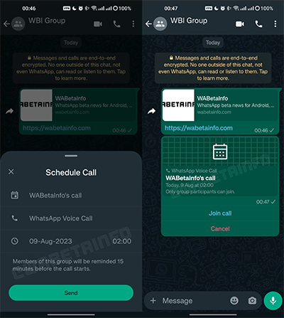 WhatsApp Agendar Chamadas