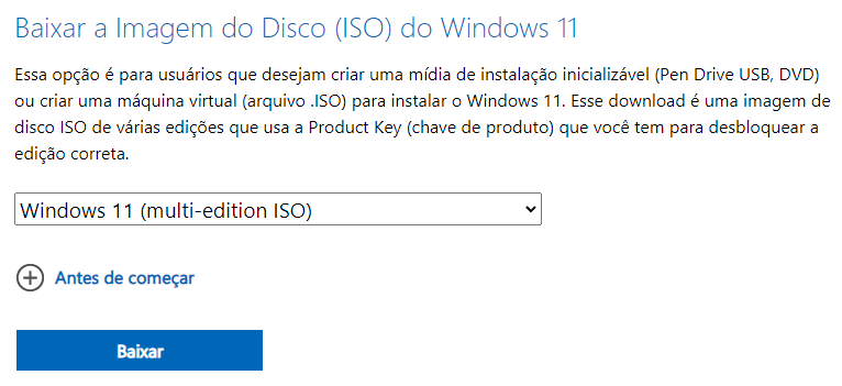 Baixar a Imagem do Disco (ISO) do Windows 11