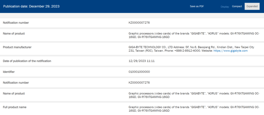 AMD Radeon RX 7600 XT EEC