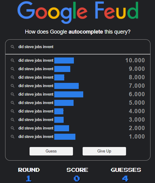 Jogos do Google Feud