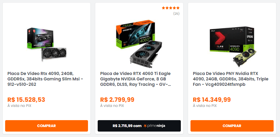 Preço da NVIDIA GeForce RTX 4090 no Kabum