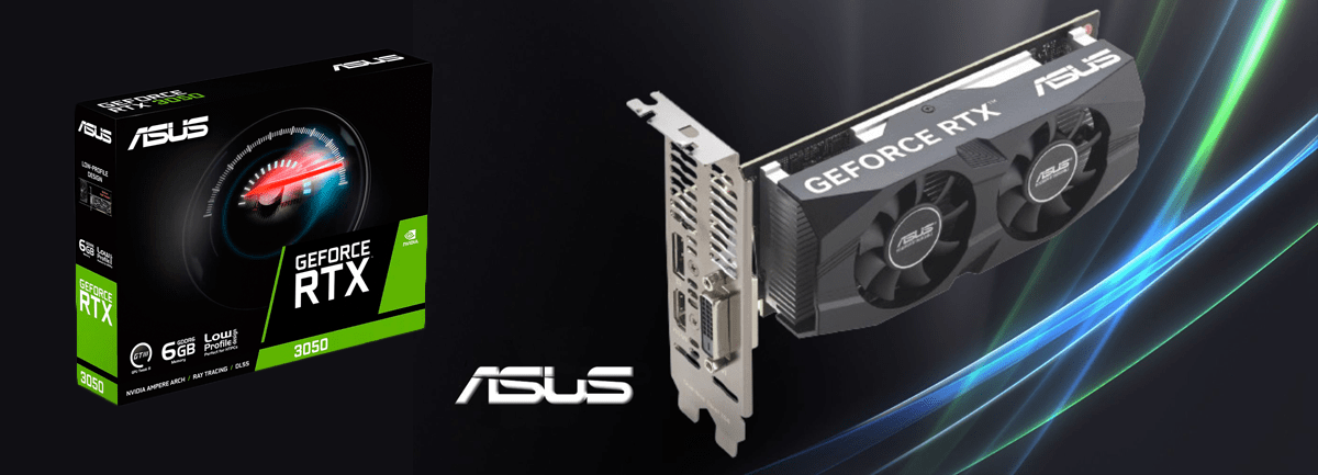 Imagem de: ASUS lança GeForce RTX 3050 6 GB com design compacto e ventilador duplo
