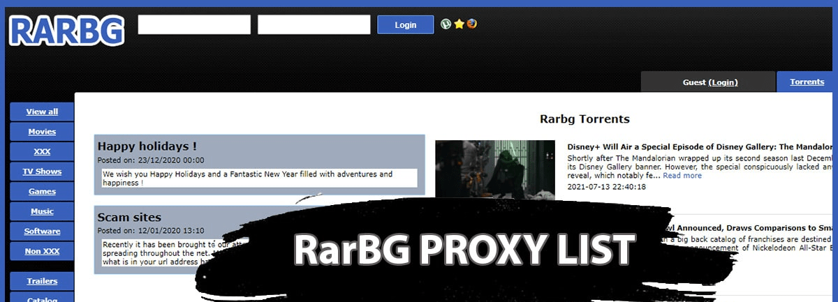 Imagem de: Lista de proxy RARBG funcionando em 2024