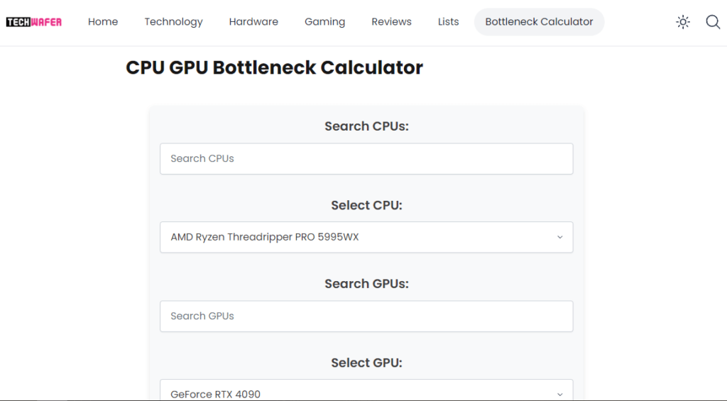 Techwafer Bottleneck Calculator