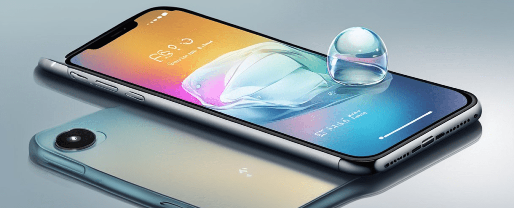 Um iPhone com um ícone de gota d'água e um botão de atalho denominado "Eject Water" exibido com destaque na tela.