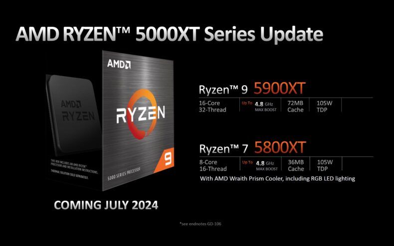 AMD Ryzen 5000XT AM4 Zen 3 CPUs