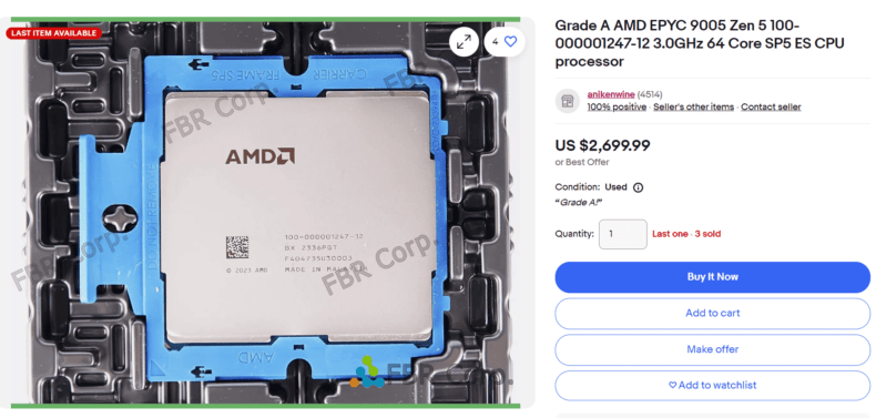 AMD EPYC 9353 Turin Zen 5 no eBay