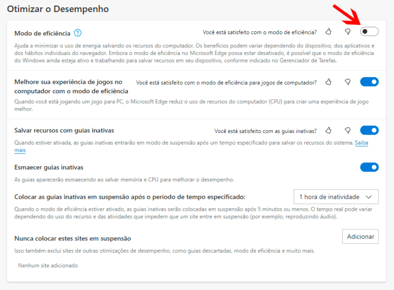 Microsoft Edge - Otimizar o Desempenho