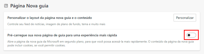 Microsoft Edge - Página Nova Guia
