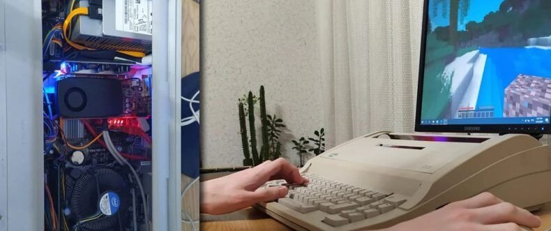 Imagem de: Usuário transforma máquina de escrever em computador