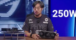 Conceito de placa de vídeo ASUS sem conectores com a placa-mãe