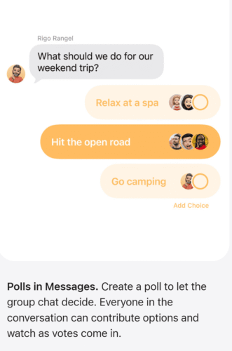 Enquetes no aplicativo Messages com o iOS 26