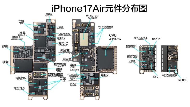 iPhone Air placa lógica - esquema