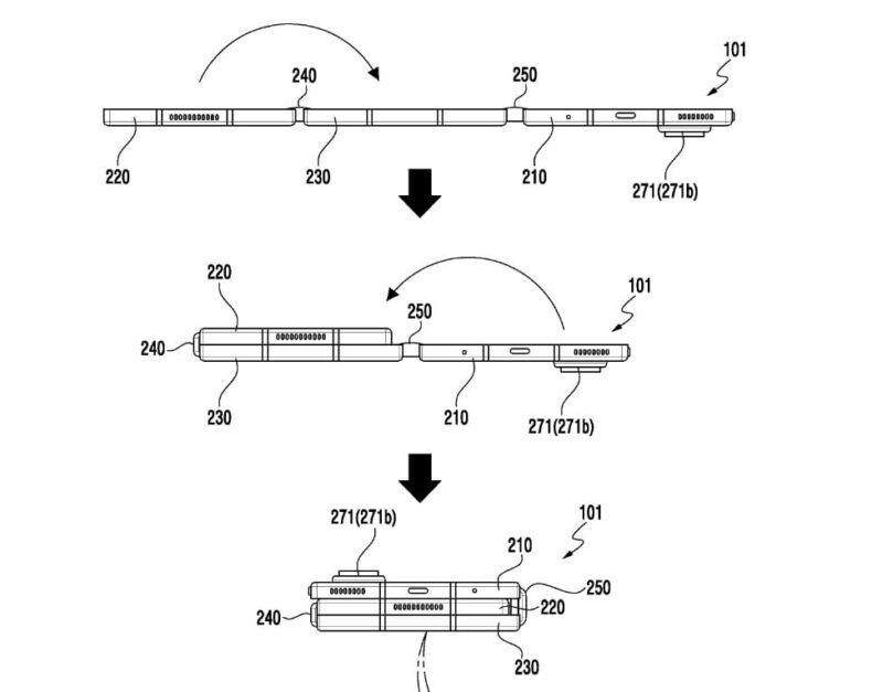 Patento do Galaxy Z TriFold revelando as dimensões do aparelho