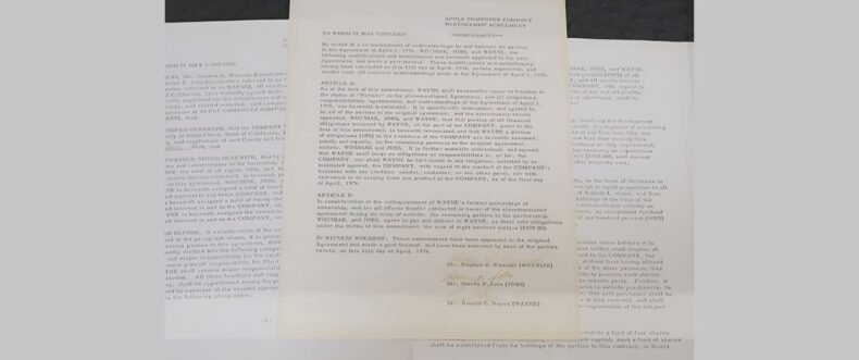 Imagem de: O documento que deu origem à Apple será leiloado em 2026