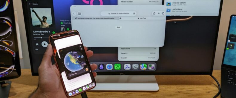 Imagem de: Hacker faz iPhone 17 Pro Max usar iPadOS e liberar multitarefa em tela externa