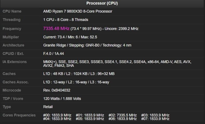 Recorde mundial do Ryzen 9800X3D no CPU-Z