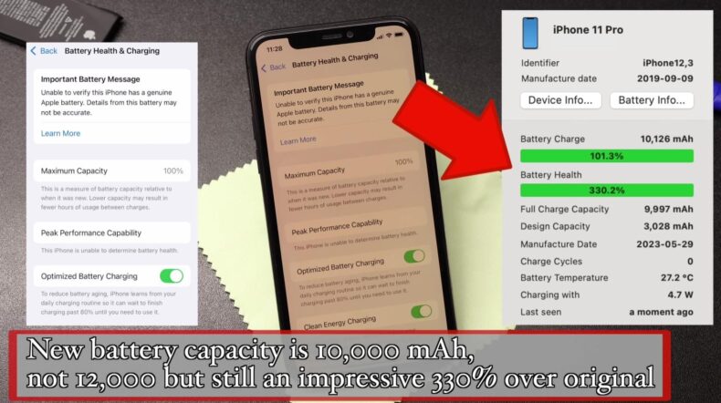 Substituição de bateria de grande porte do iPhone 11 Pro