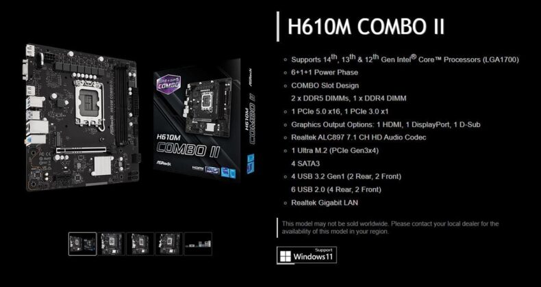 H610M COMBO II - Especificações