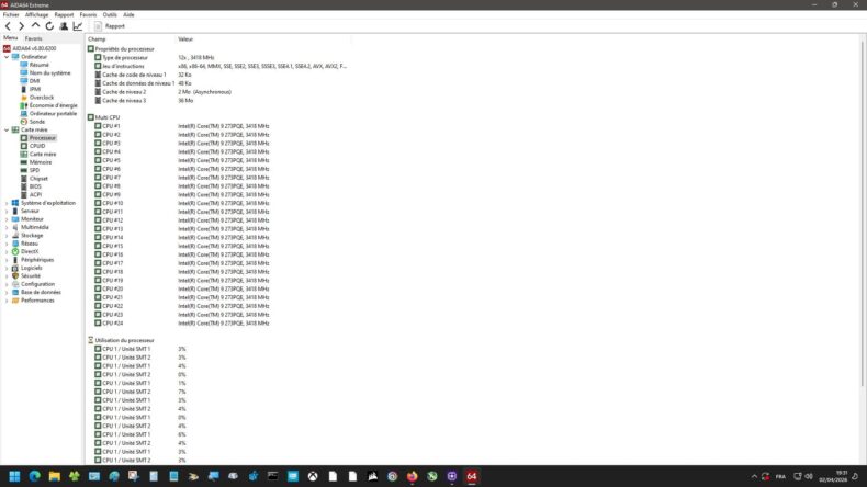 Core 9 273PQE núcleos e threads