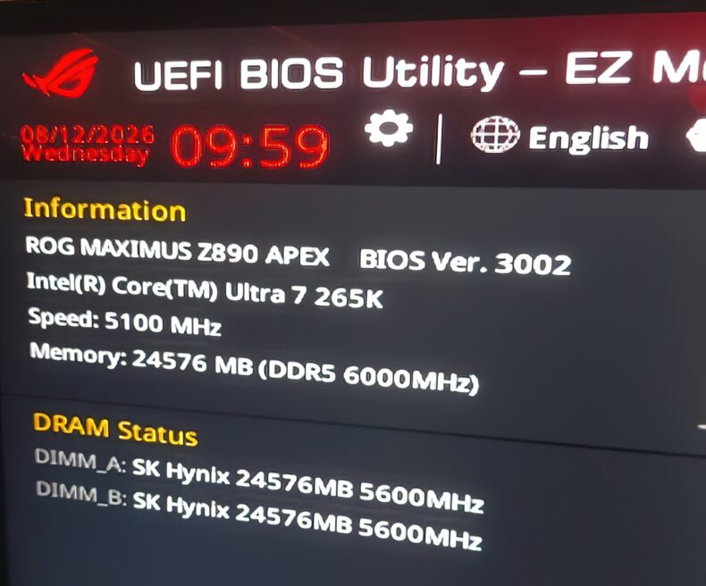 Memória DDR5 24 GB ASUS HUDIMM com um subcanal