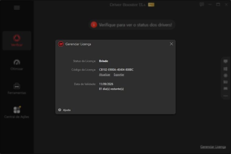 Licença válida do Driver Booster